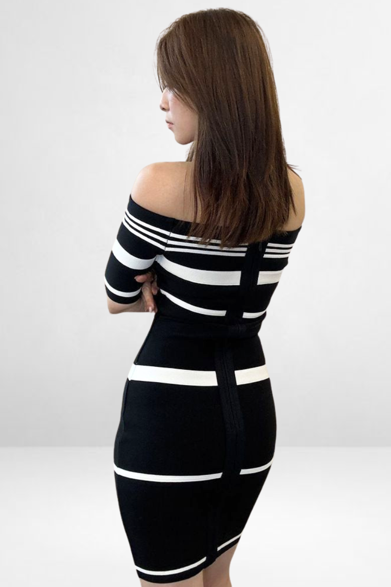 BnW Striped Bodycon Dress