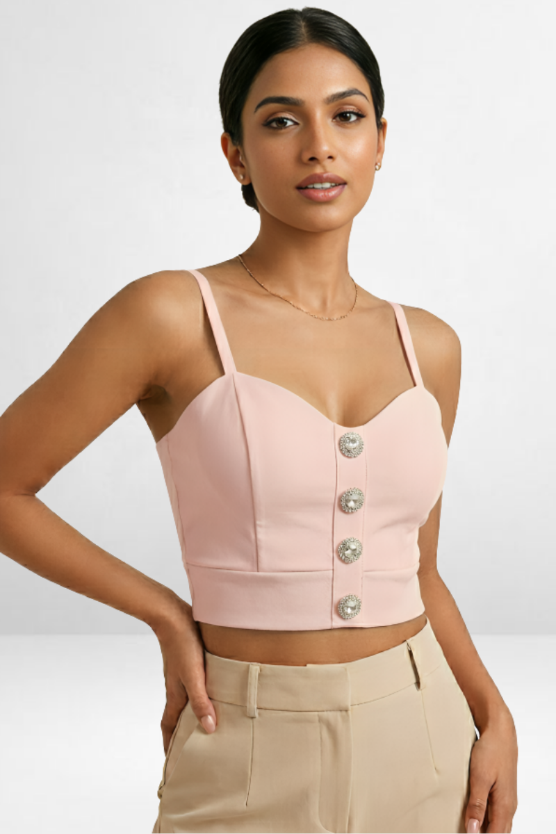 Disco Button Crop Top