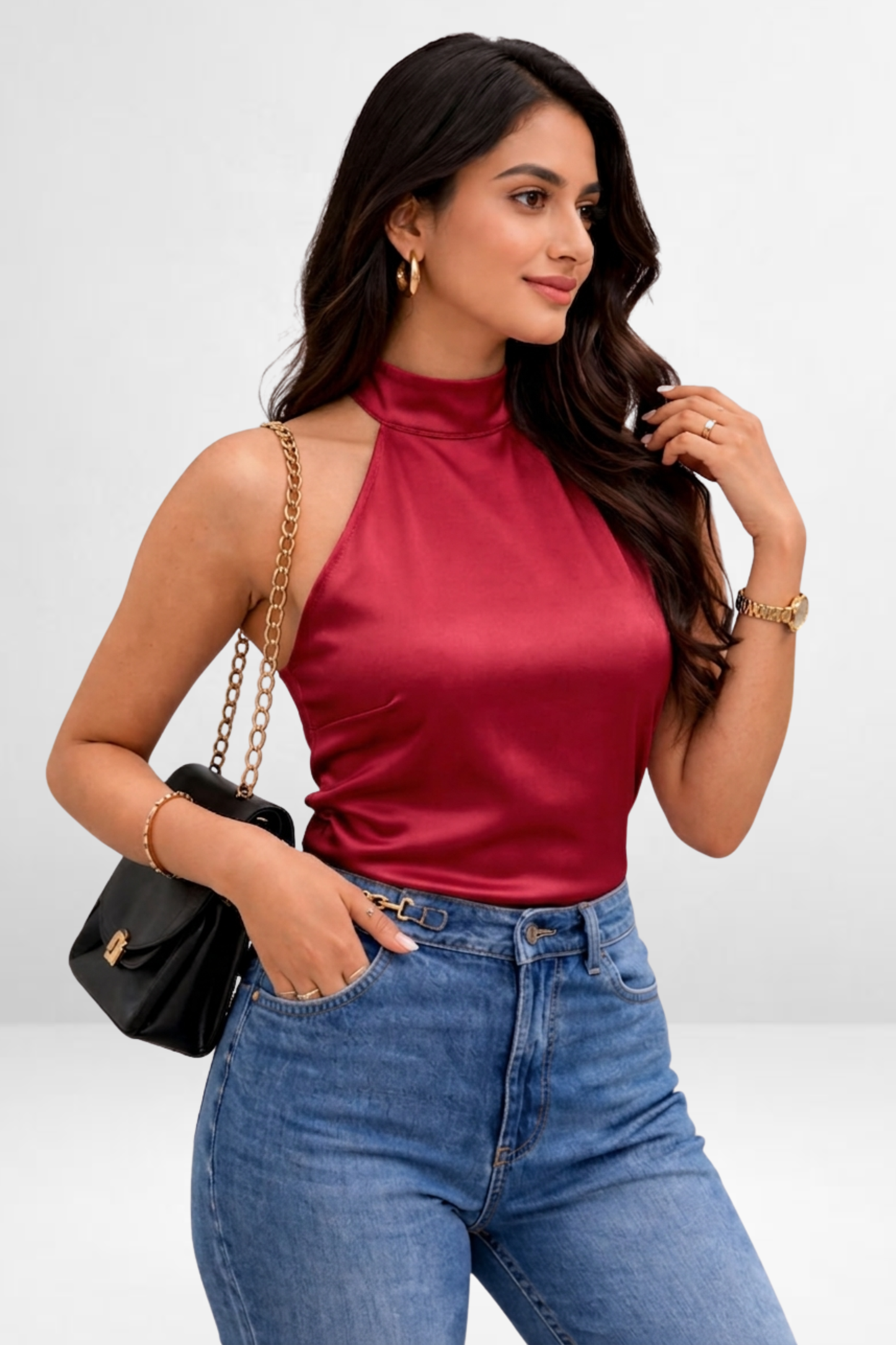 Backless Satin Halter