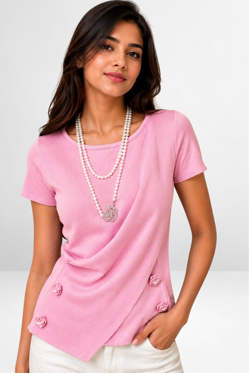 Rosette Drape Top