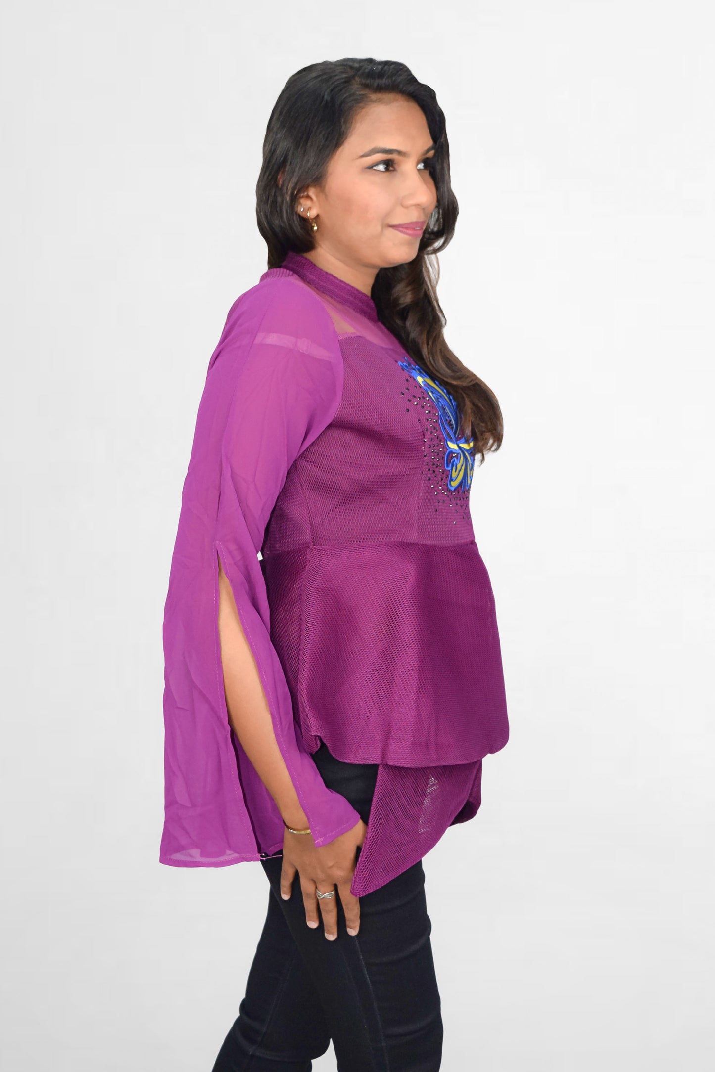 Butterfly Mesh Peplum Top