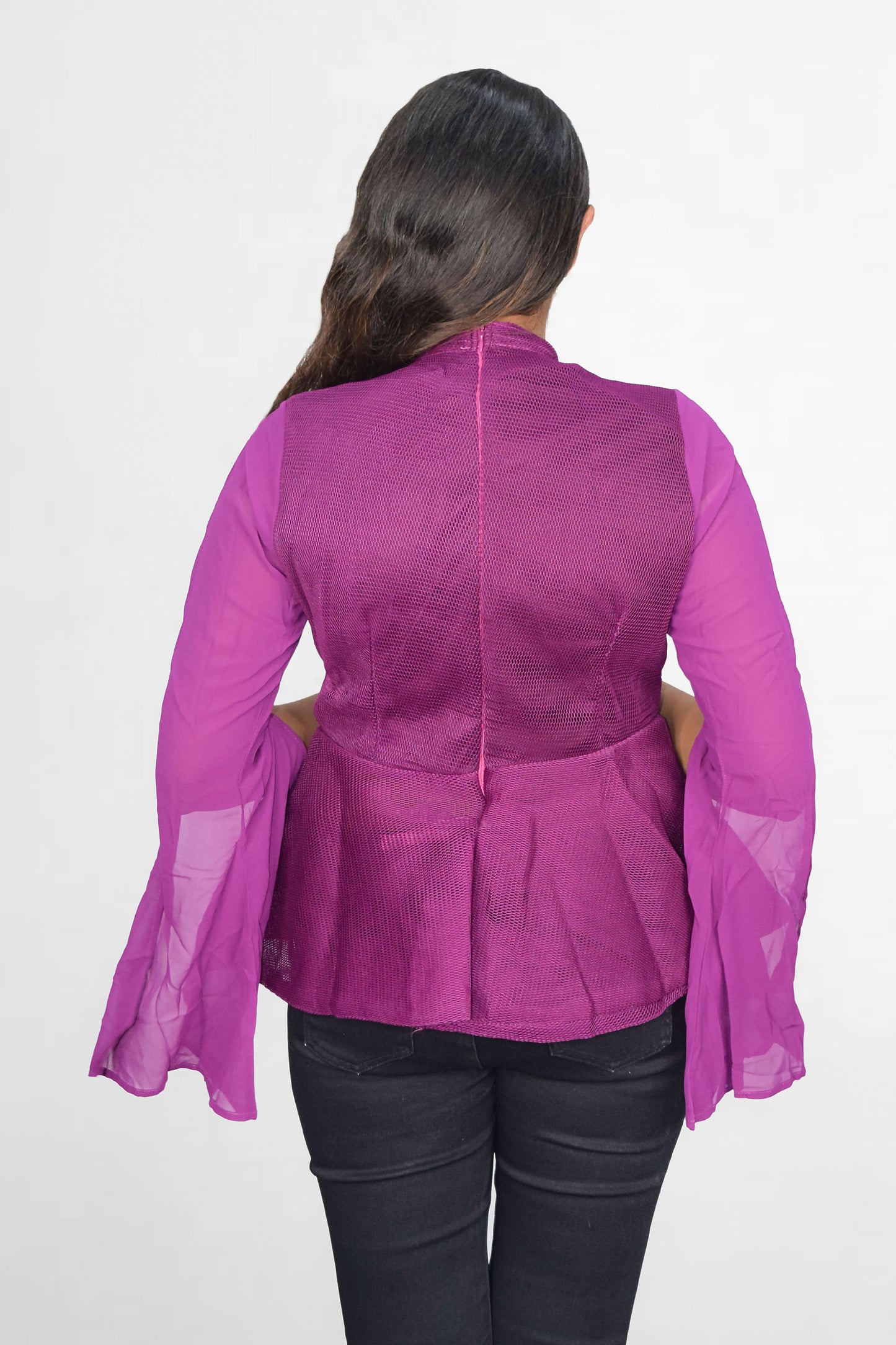 Butterfly Mesh Peplum Top