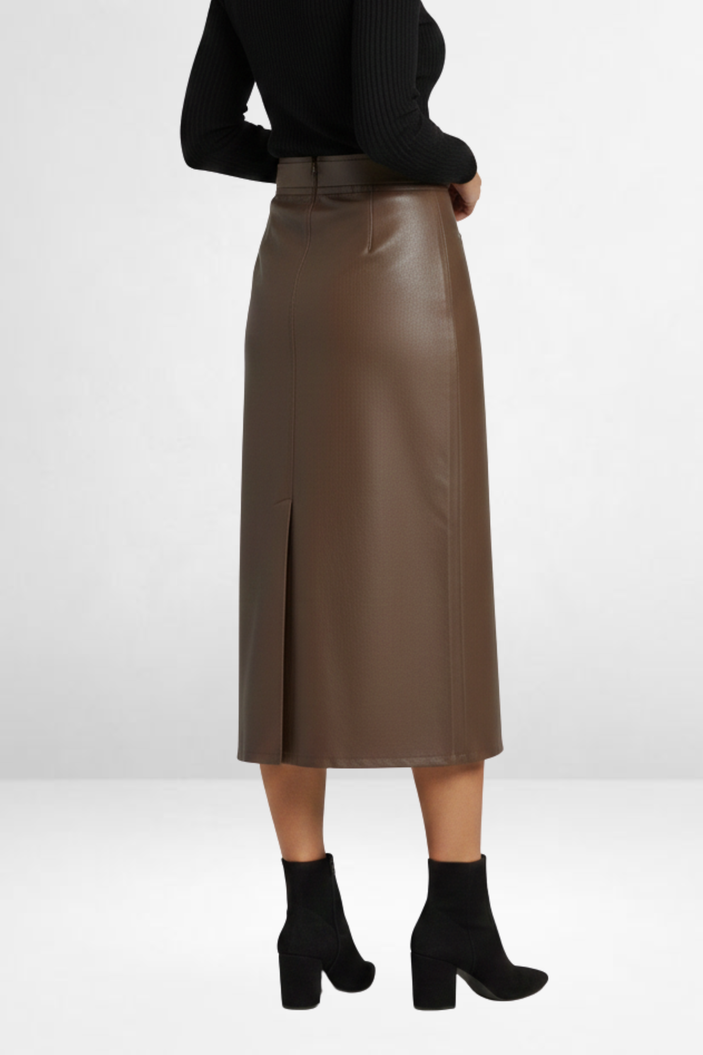 Buttoned Leather Midi