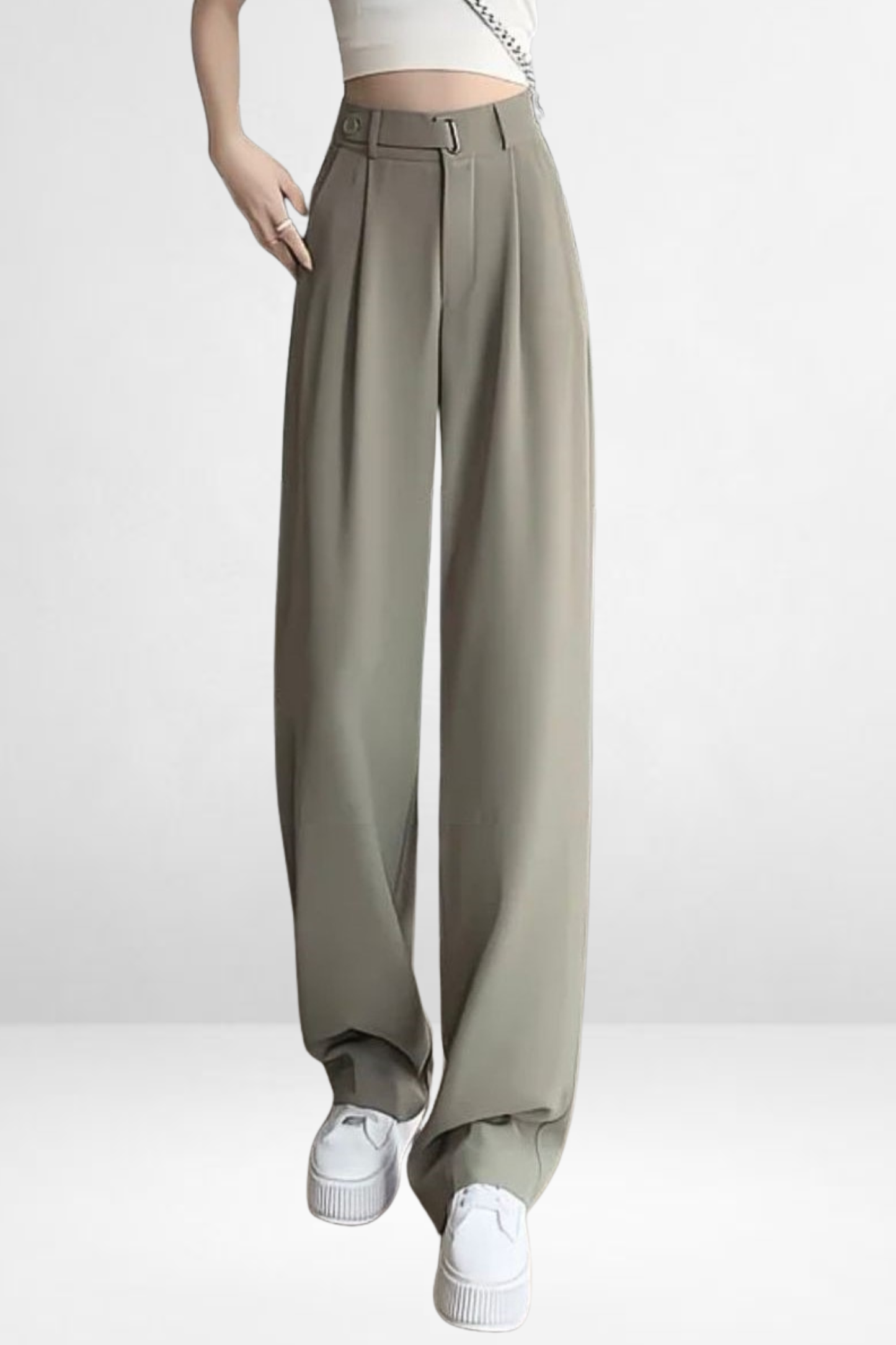 One Buckle Belt Trousers