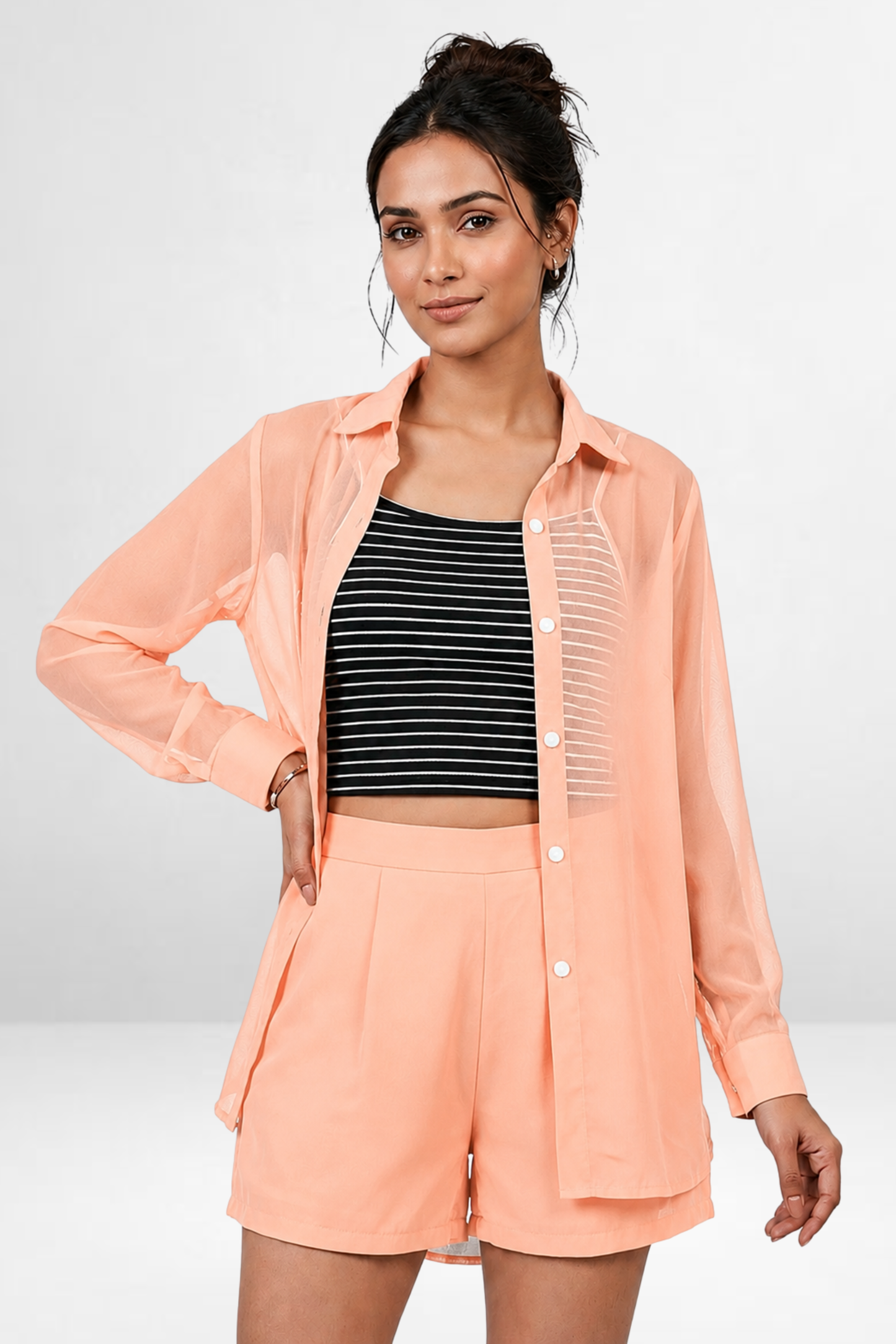 Sheer Noir Stripe Co-Ord Set