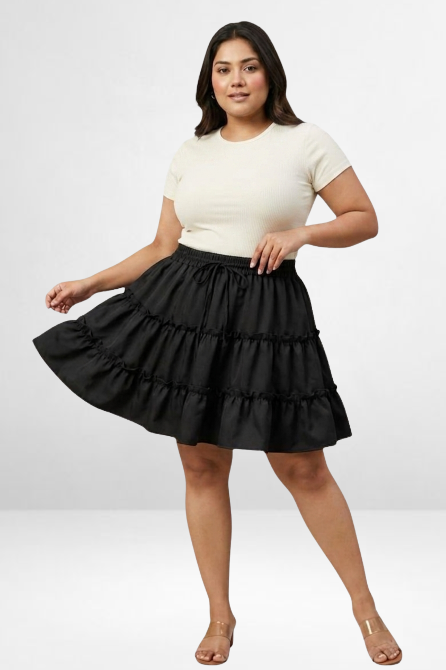 Plus Size Tiered Mini Skirt