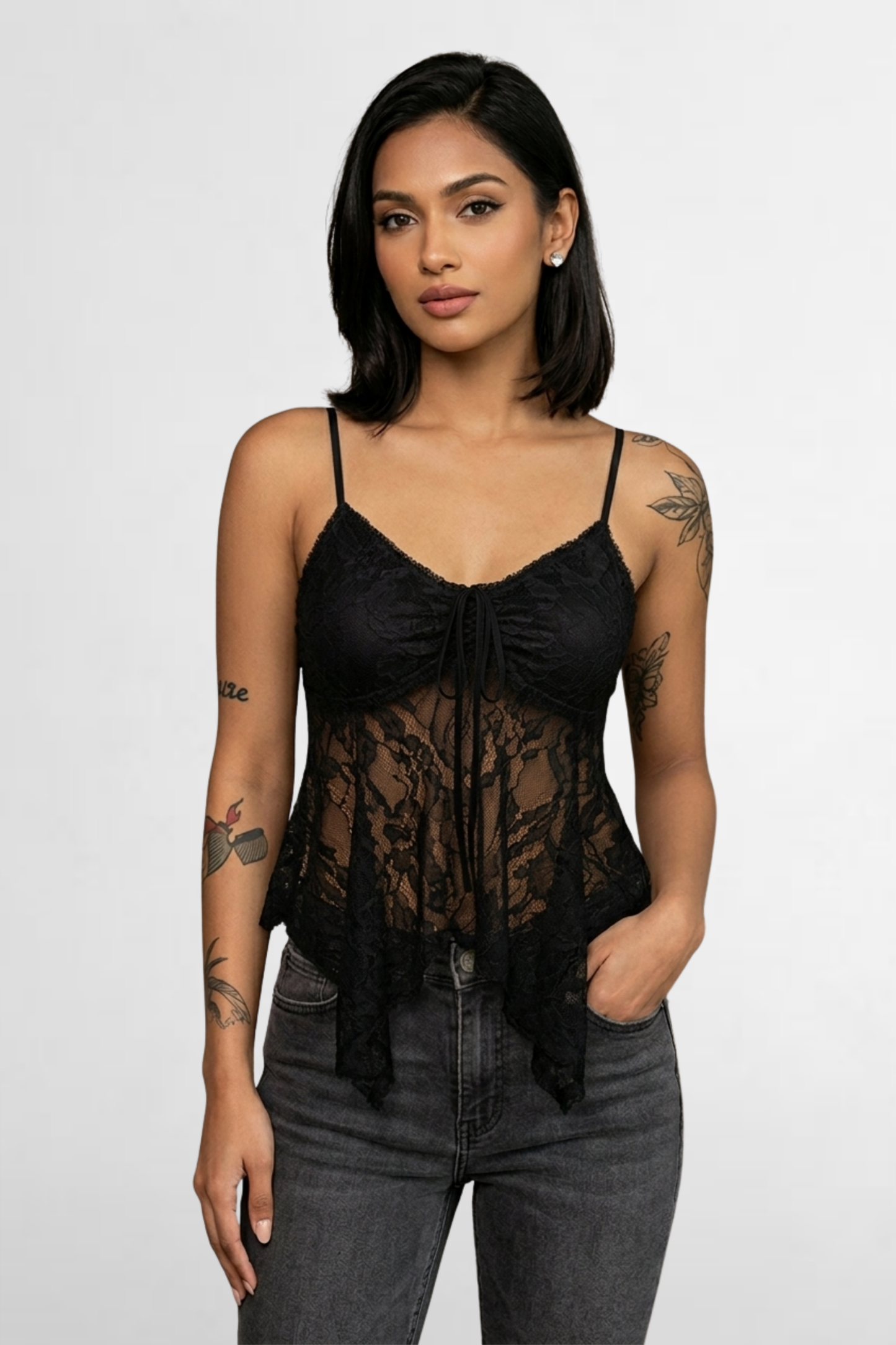 Lace Peplum Cami Top