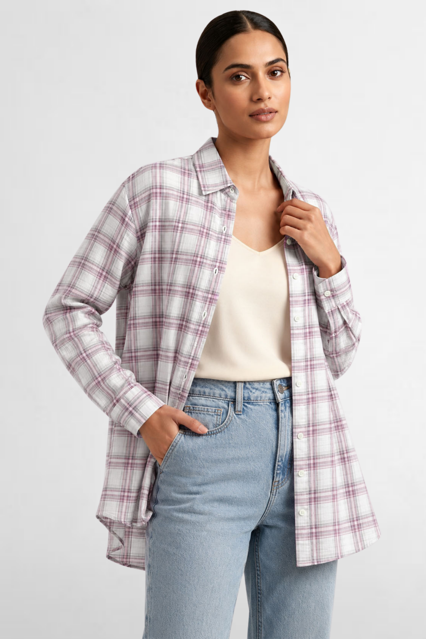 Checkered Sheer Overshirt