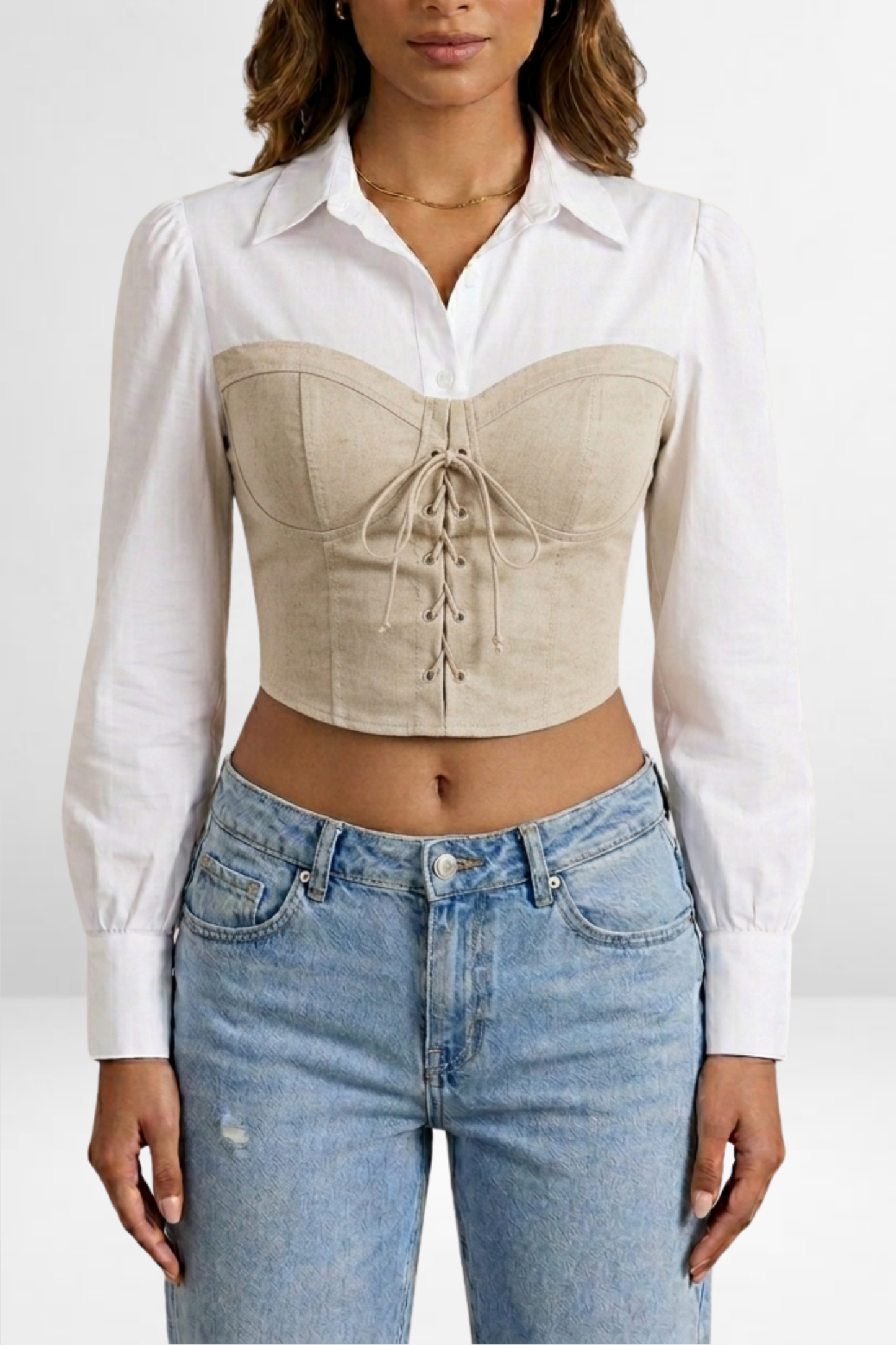 Corset Overlay Shirt Top