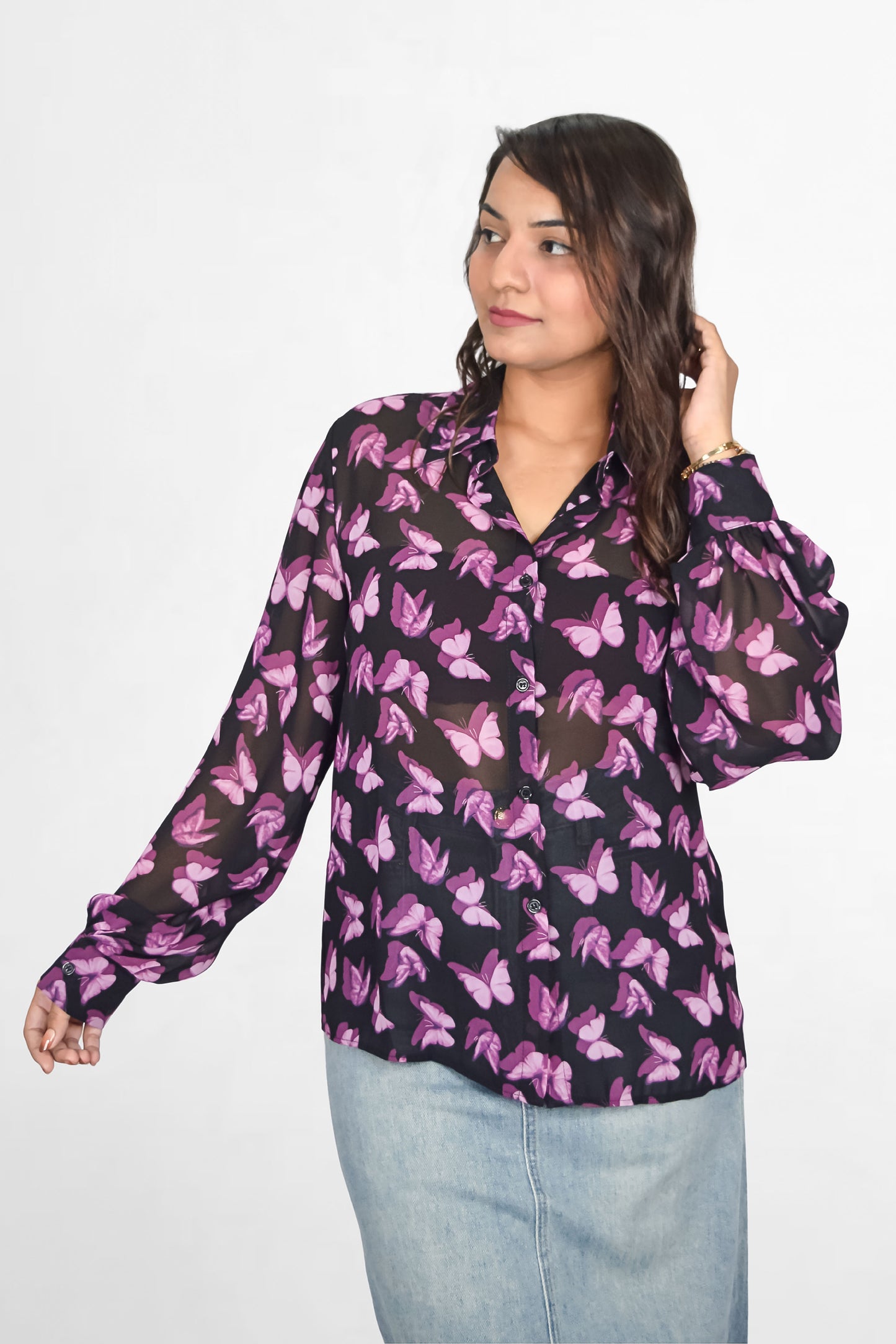 Chiffon Butterflies Shirt