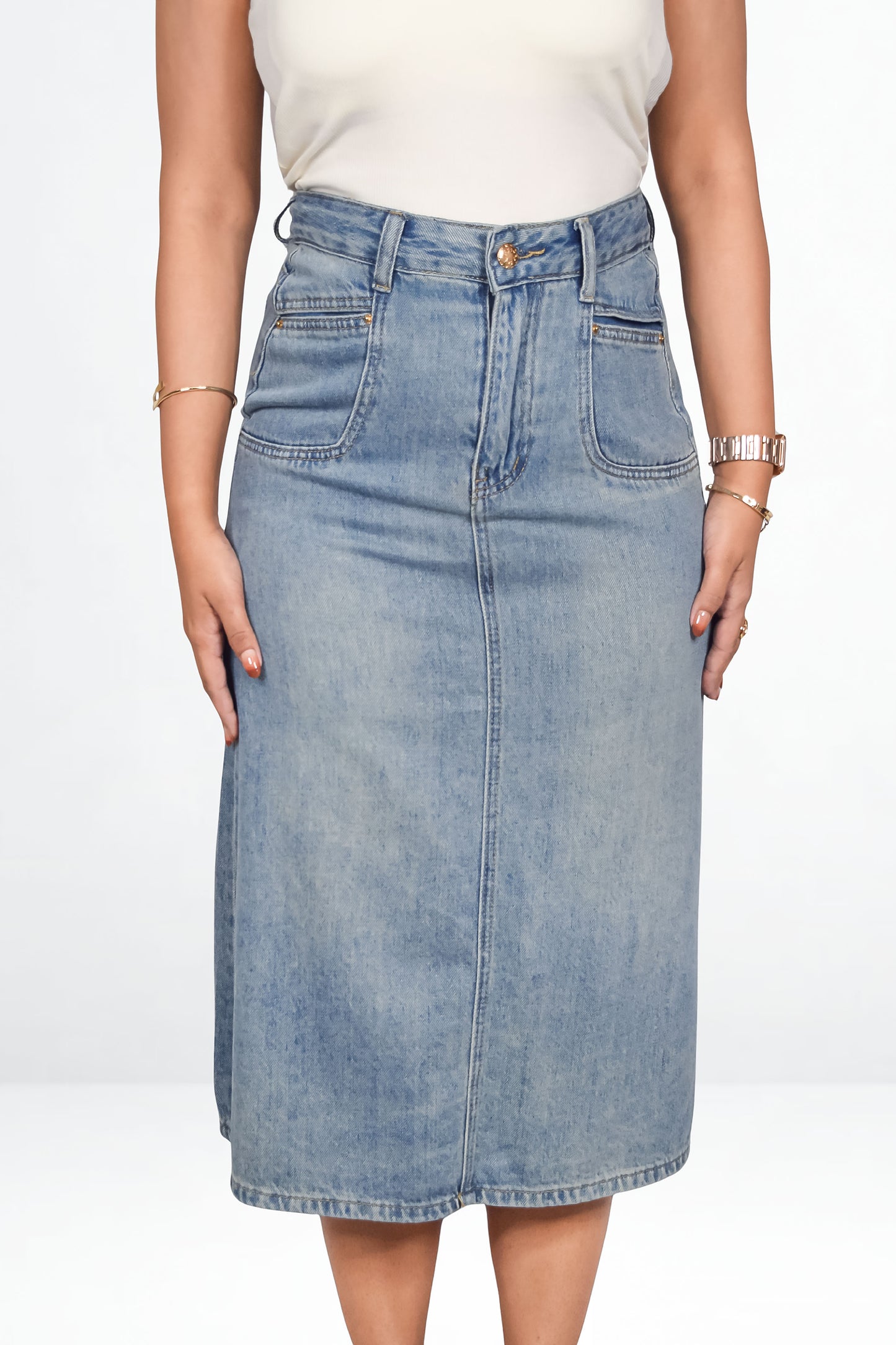 Slit Pocket Denim Skirt