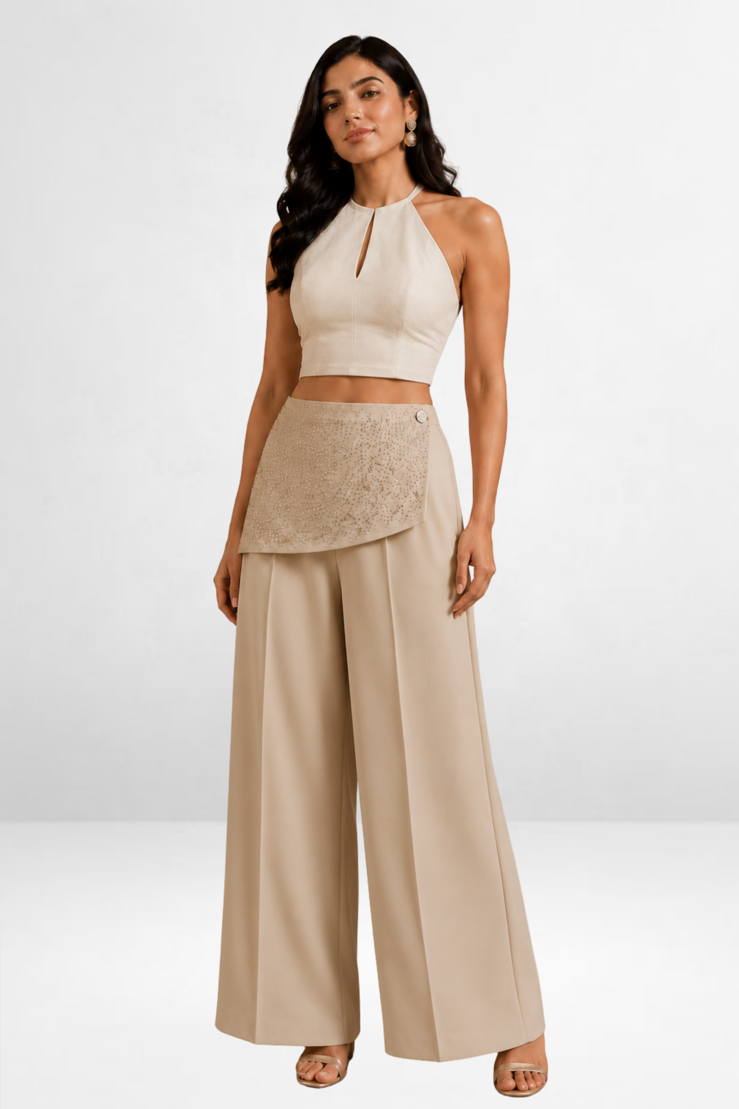 Embellished Wide Leg Pants
