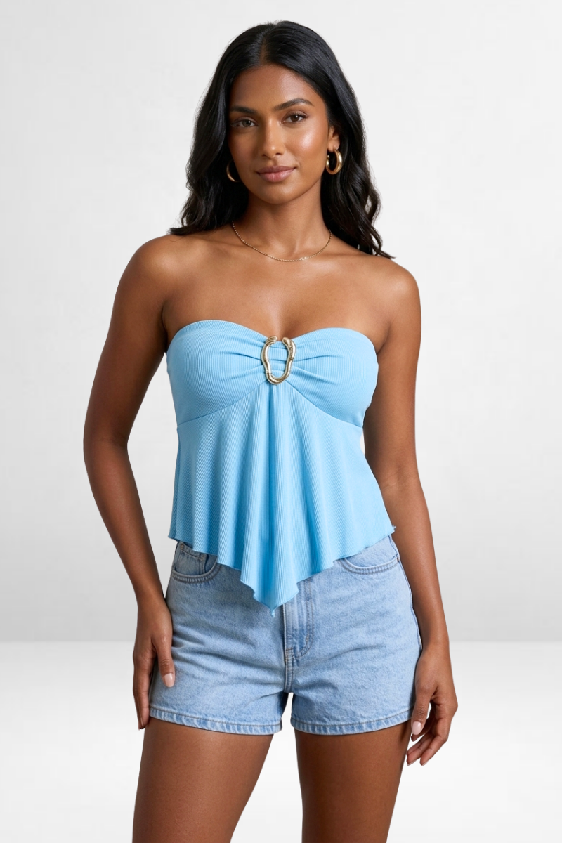Strapless Handkerchief Hem Top