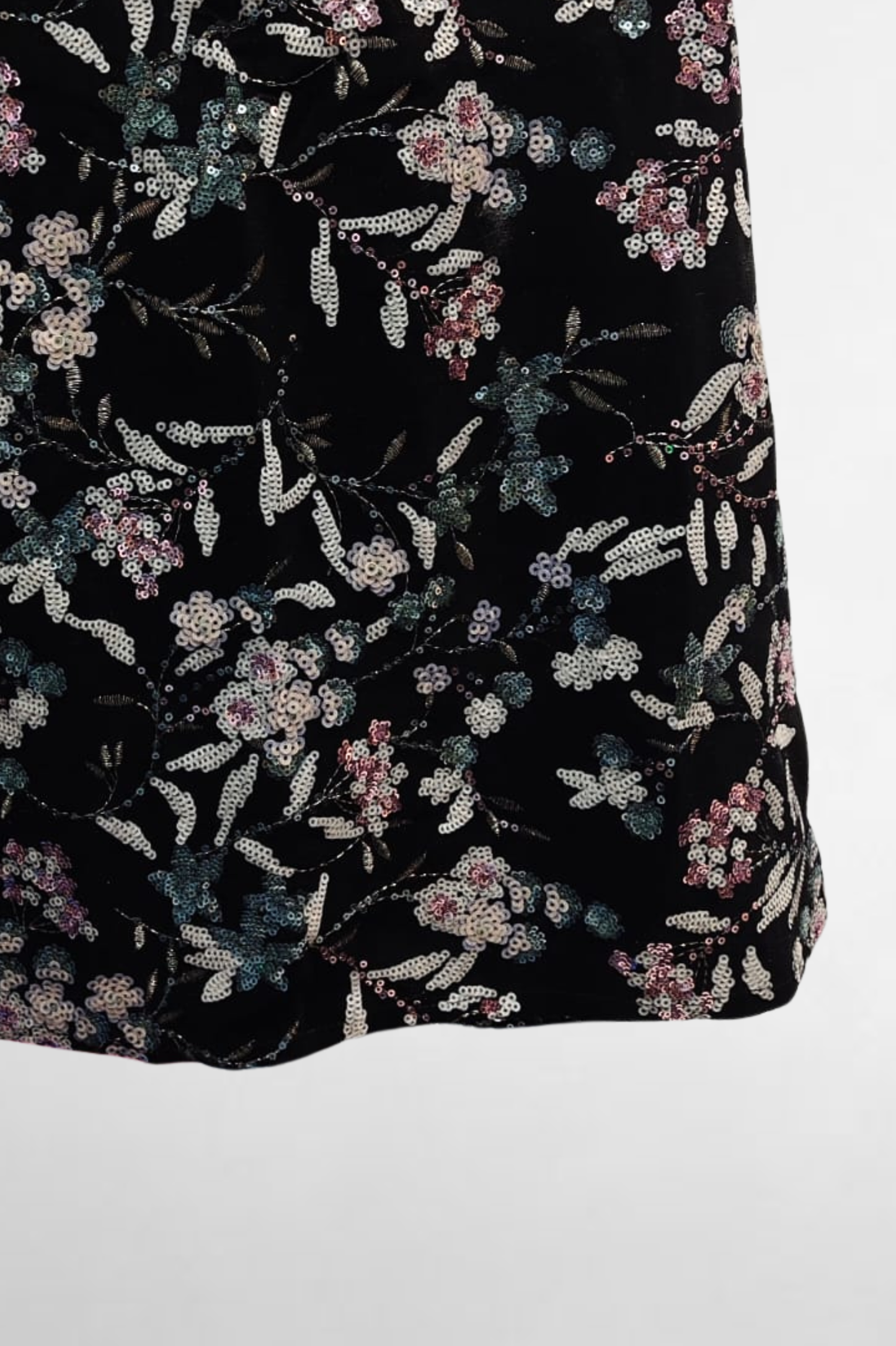 Floral Embroidered Sequin Skirt