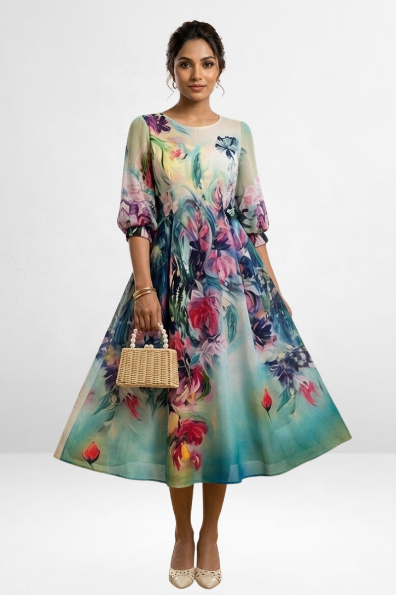 Bloom Printed Midi Dress