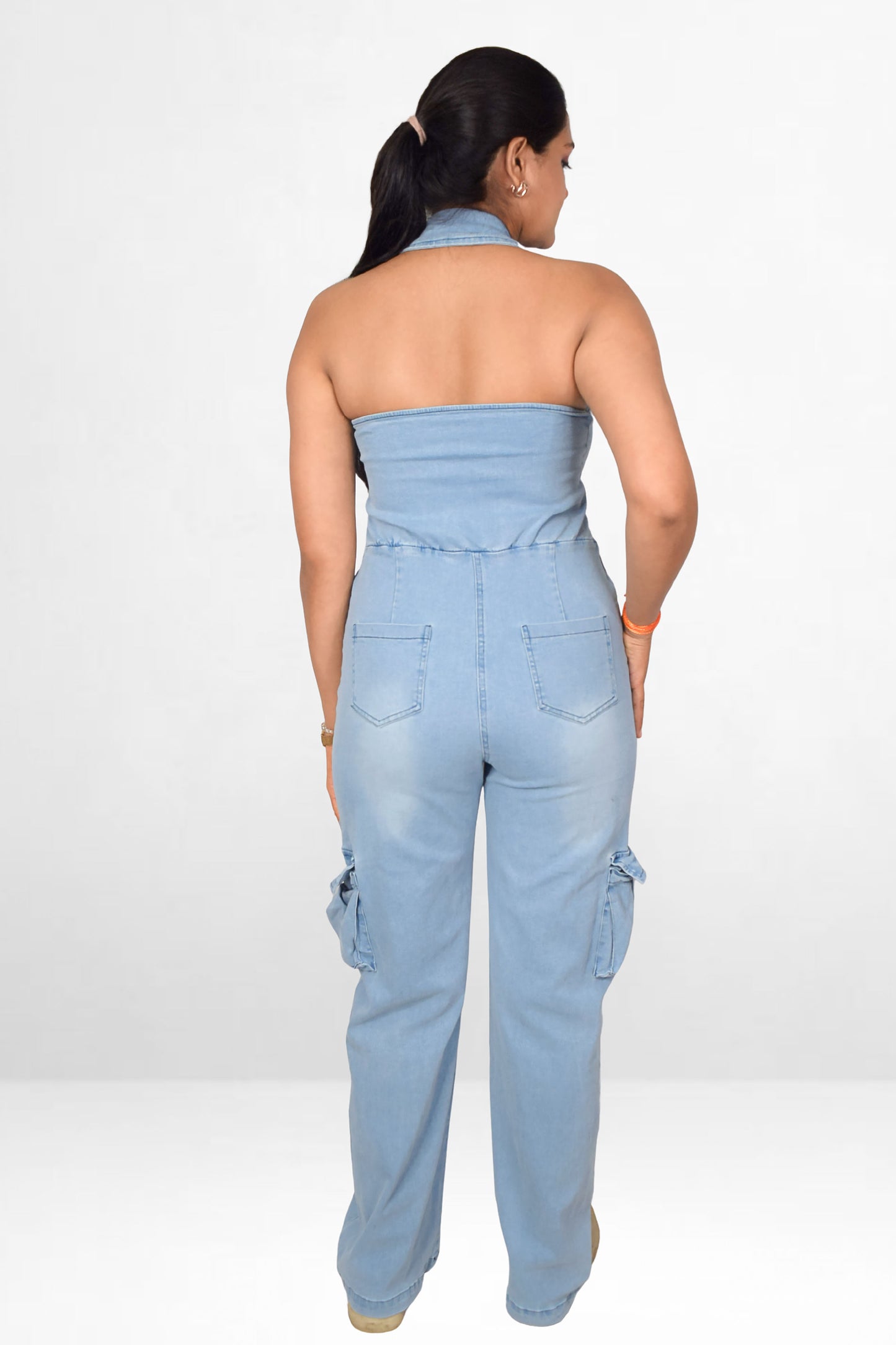 Denim Cargo Jumpsuit