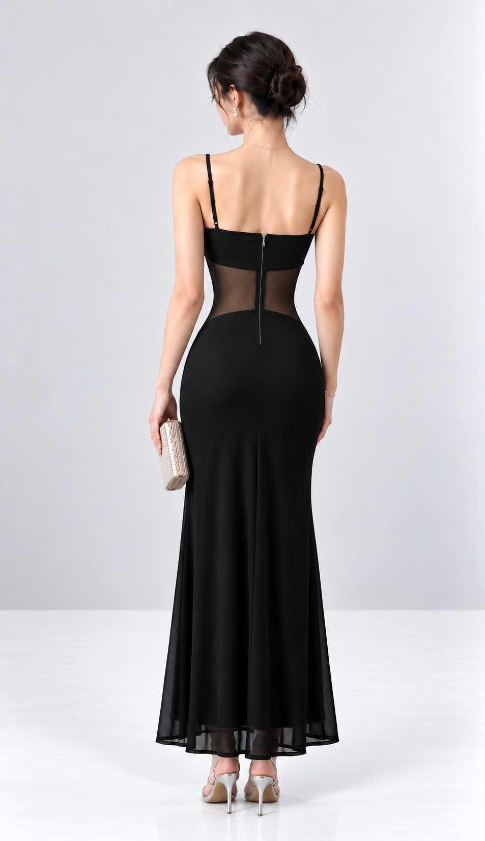 Mesh Waist Slit Dress