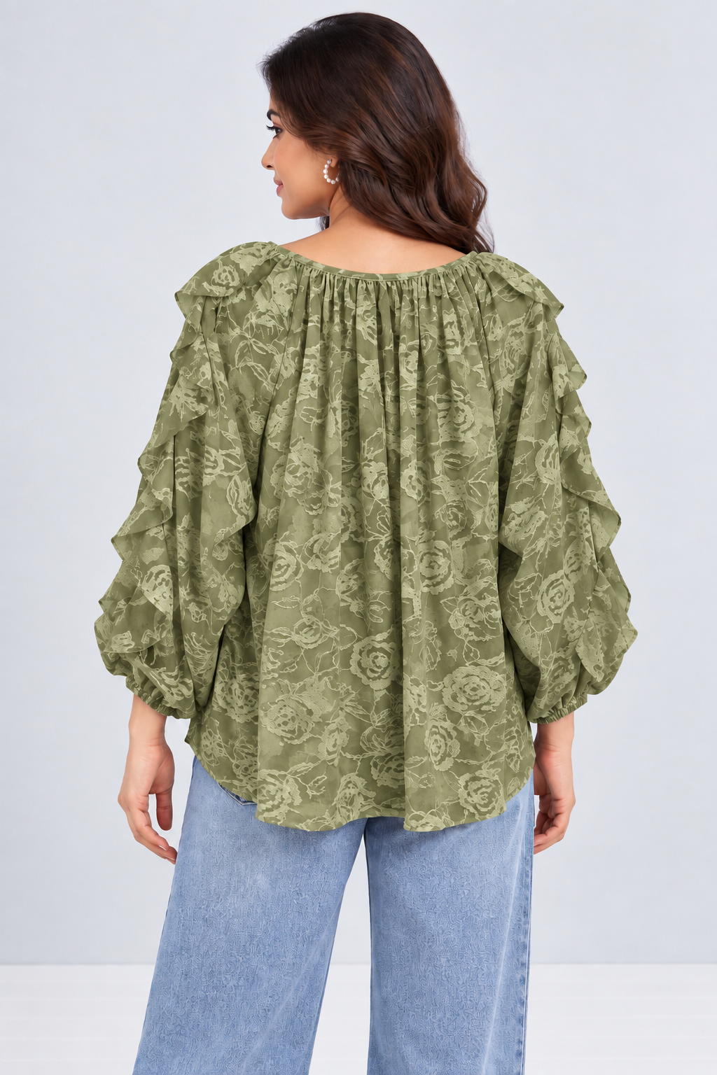 Floral Ruffle High-Low Top