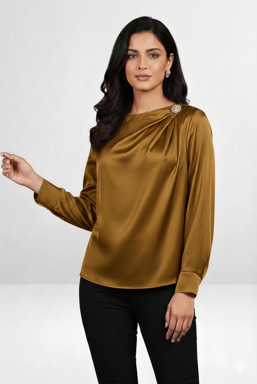 Draped Satin Top