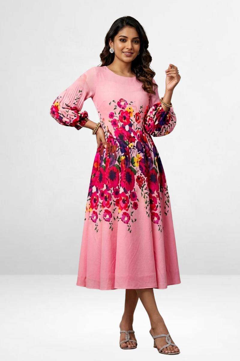 Bloom Printed Midi Dress