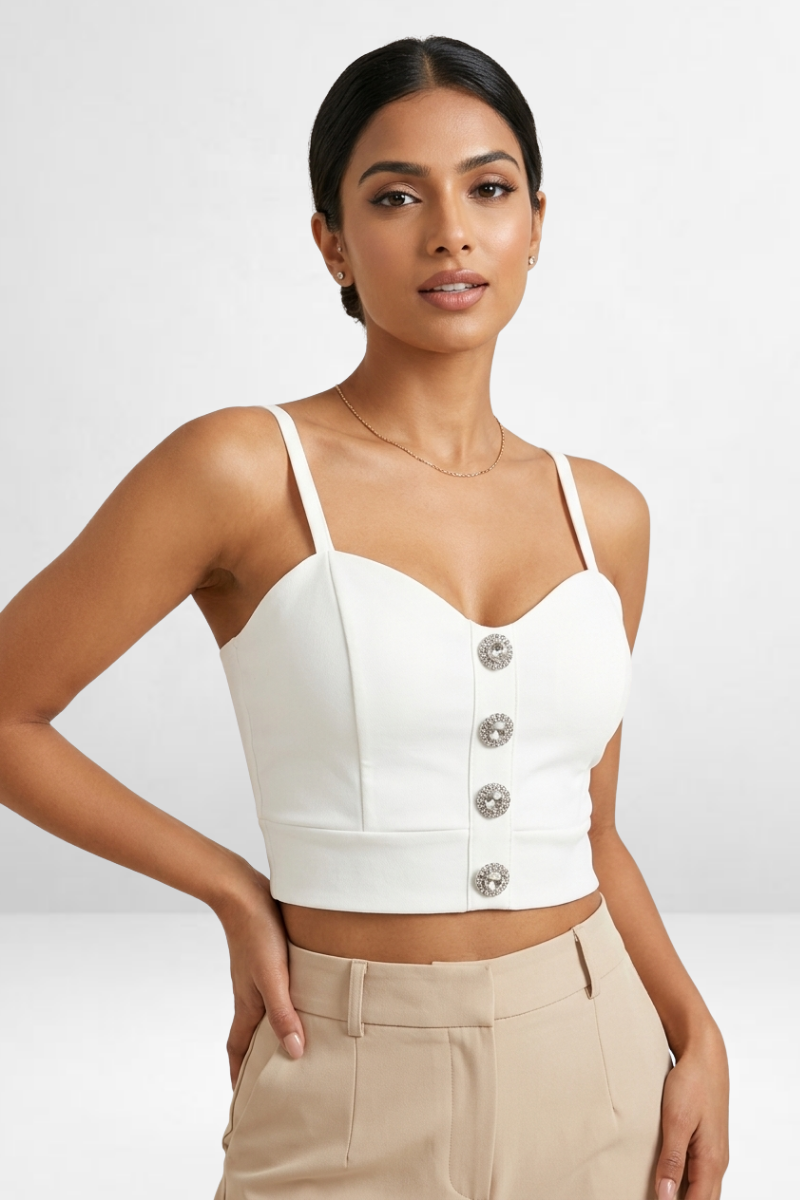 Disco Button Crop Top