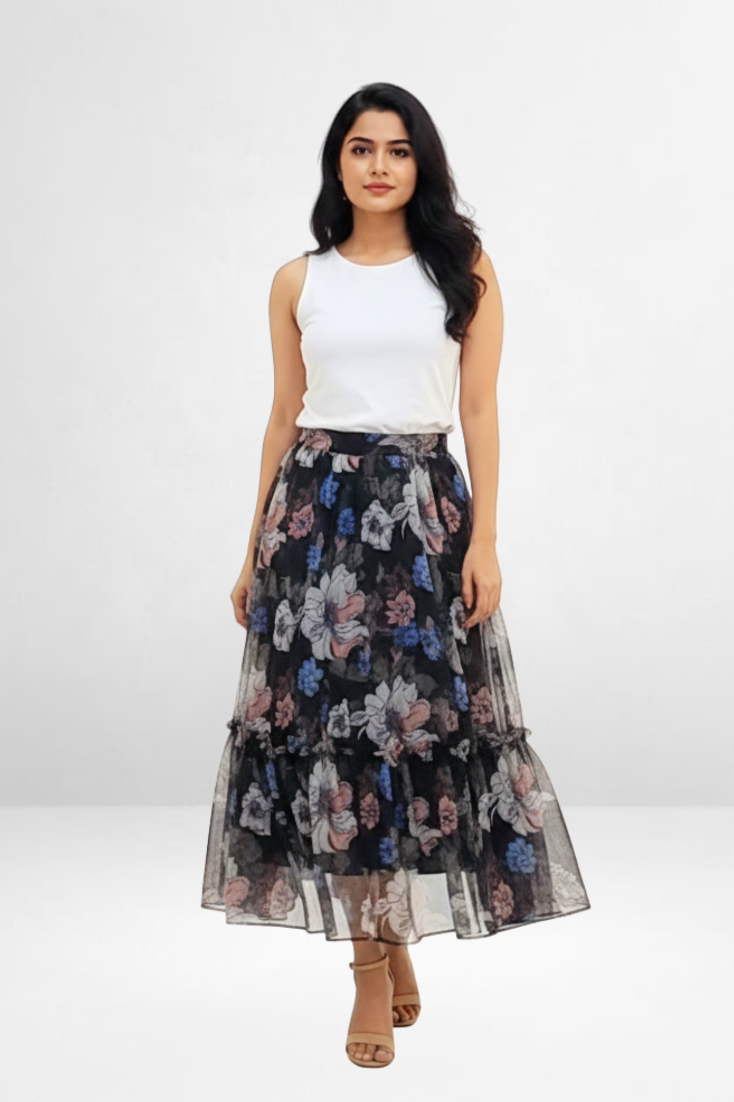 Floral Mesh Skirt