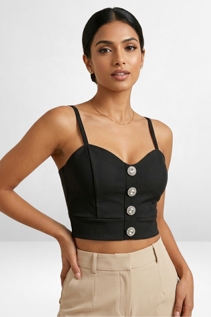 Disco Button Crop Top