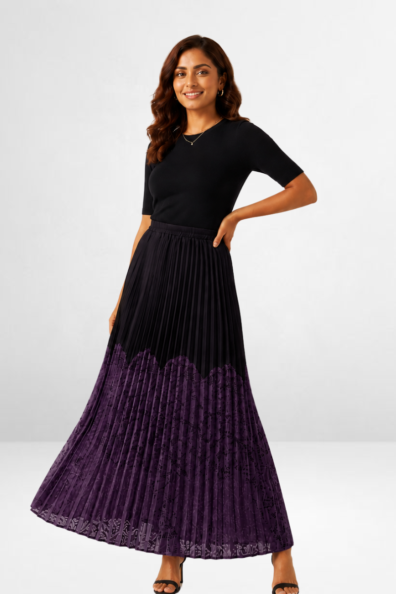 Pleated Net Long Skirt