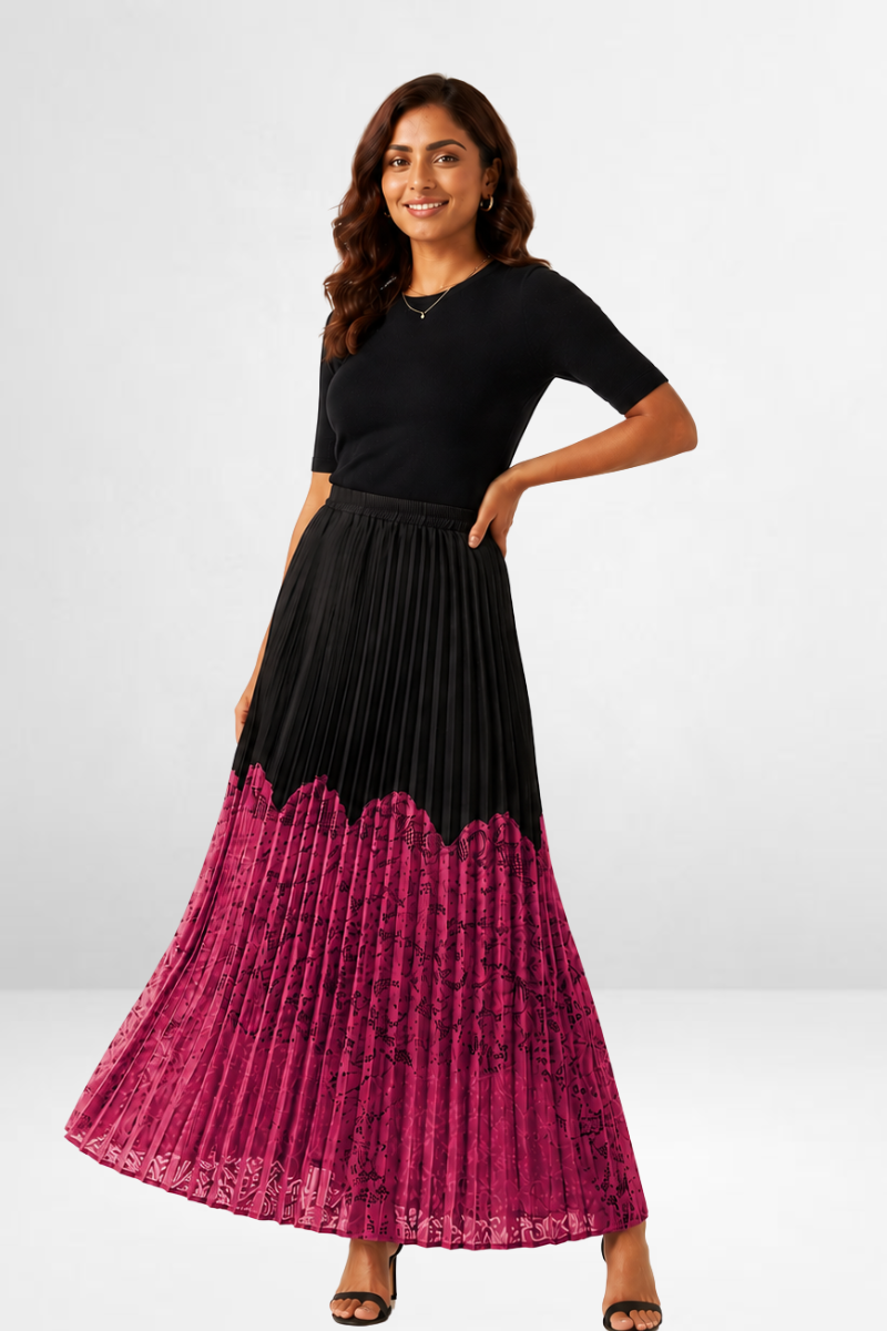 Pleated Net Long Skirt