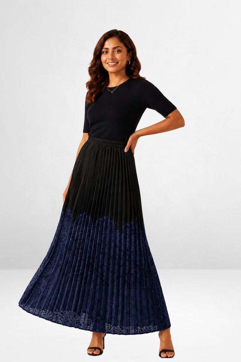 Pleated Net Long Skirt