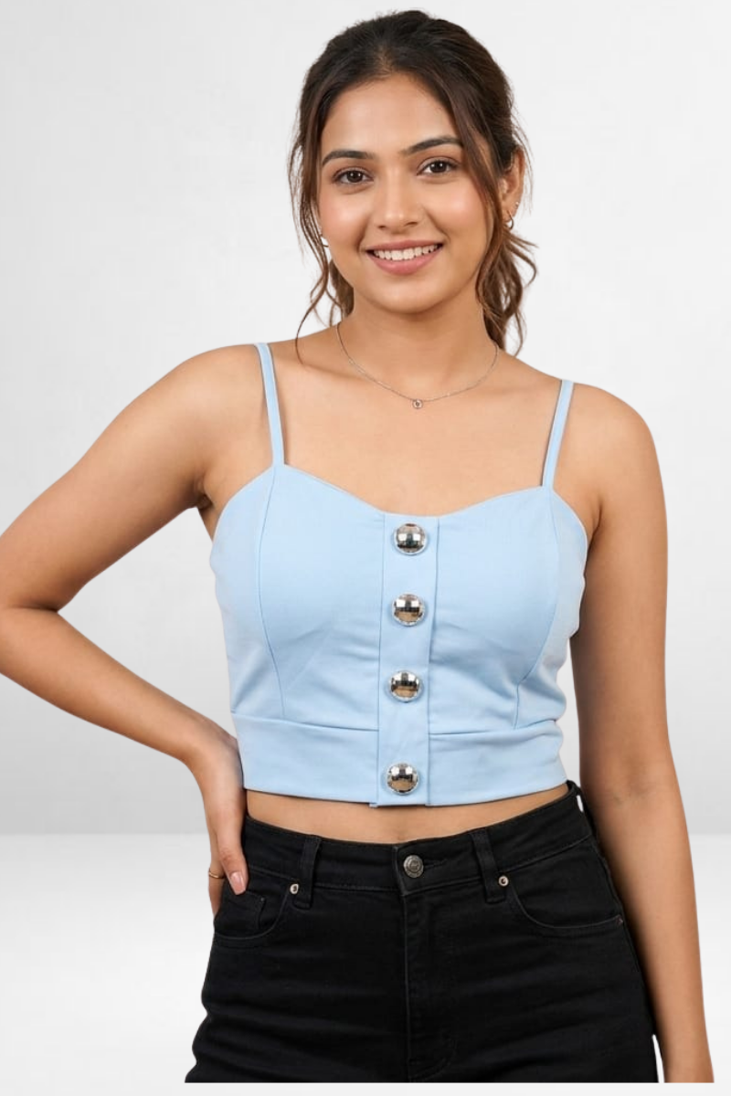 Disco Button Crop Top