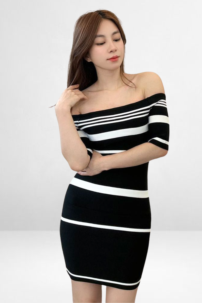 BnW Striped Bodycon Dress