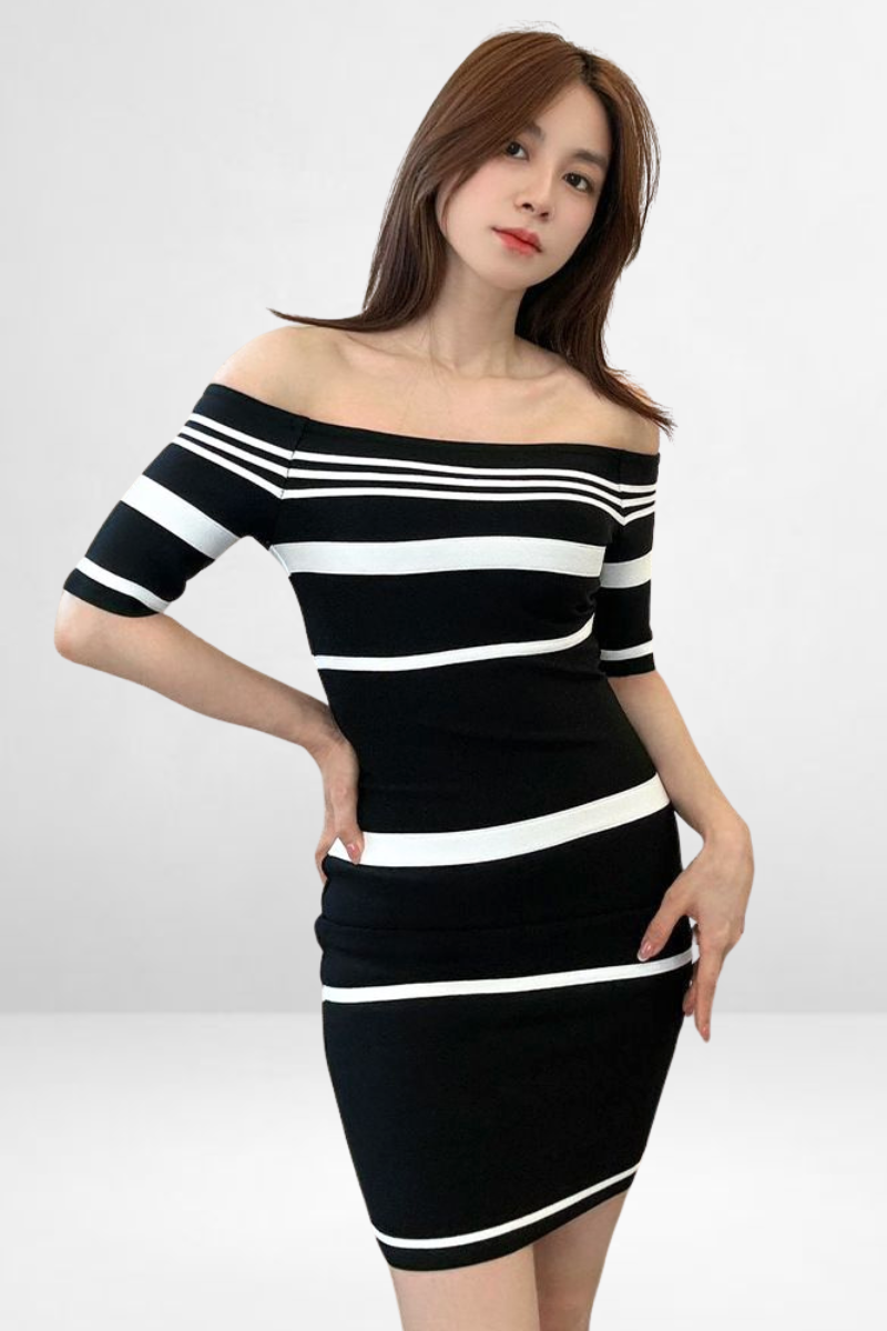 BnW Striped Bodycon Dress
