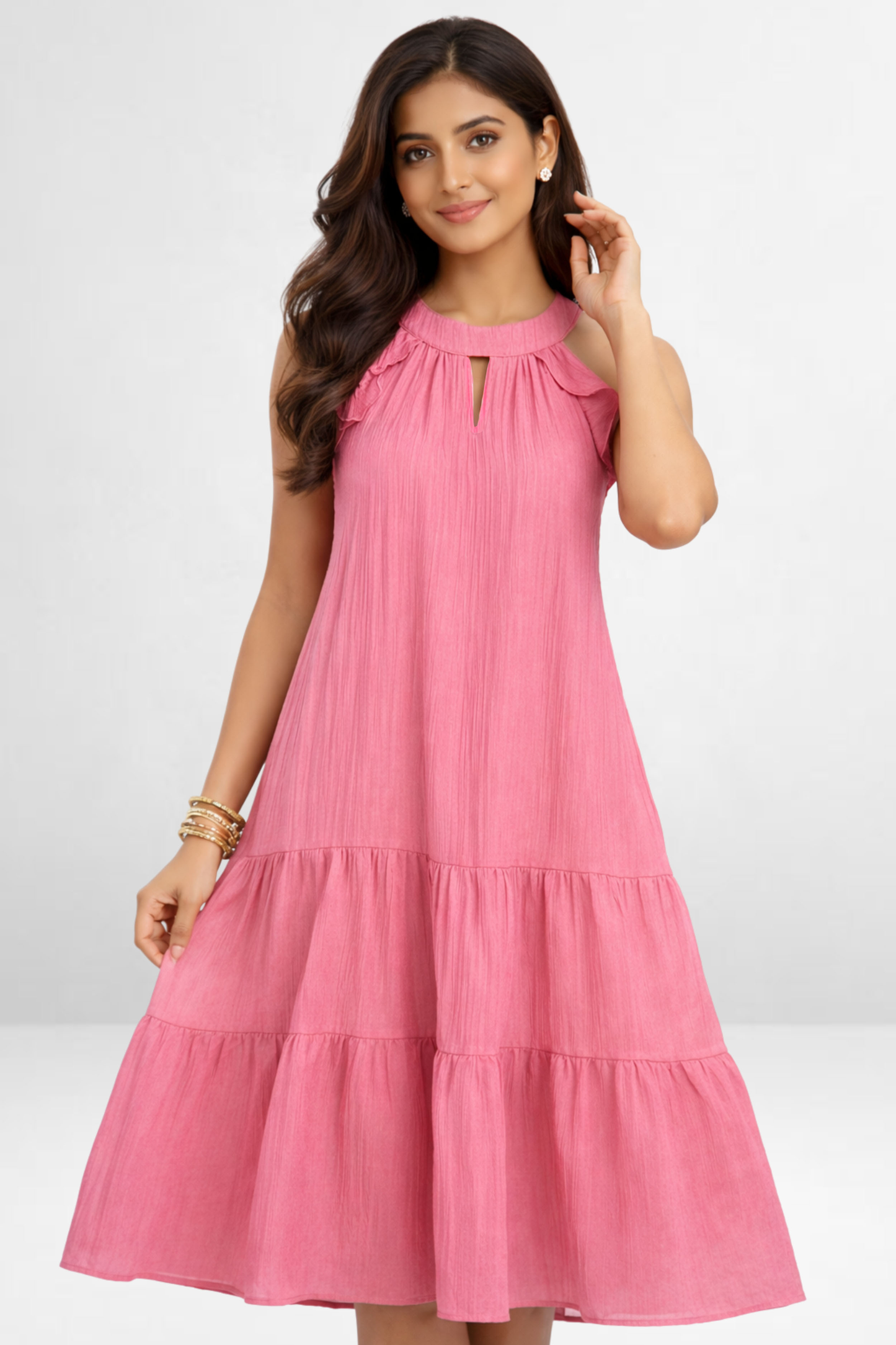 Tiered Halter Neck Dress