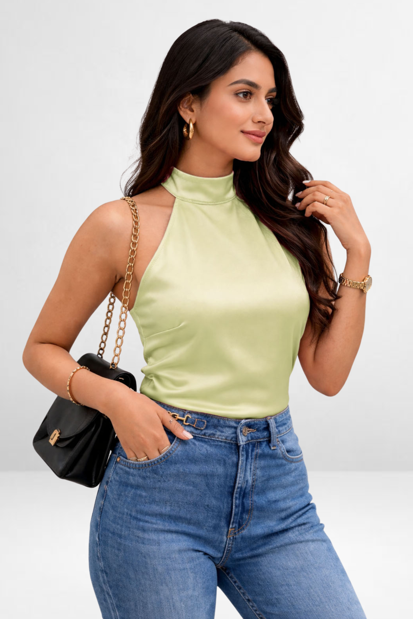 Backless Satin Halter