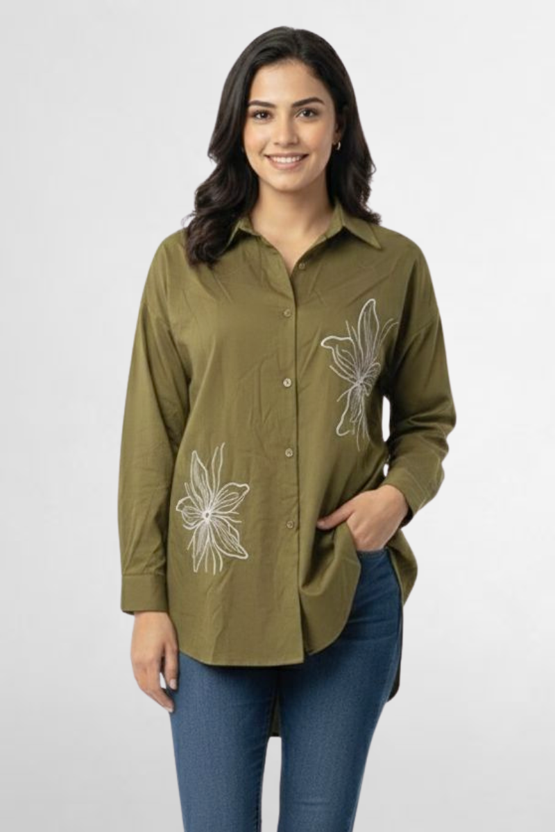 Floral Emb Shirt