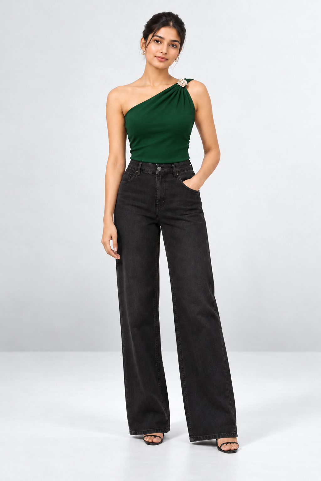 Brooch One-Shoulder Top