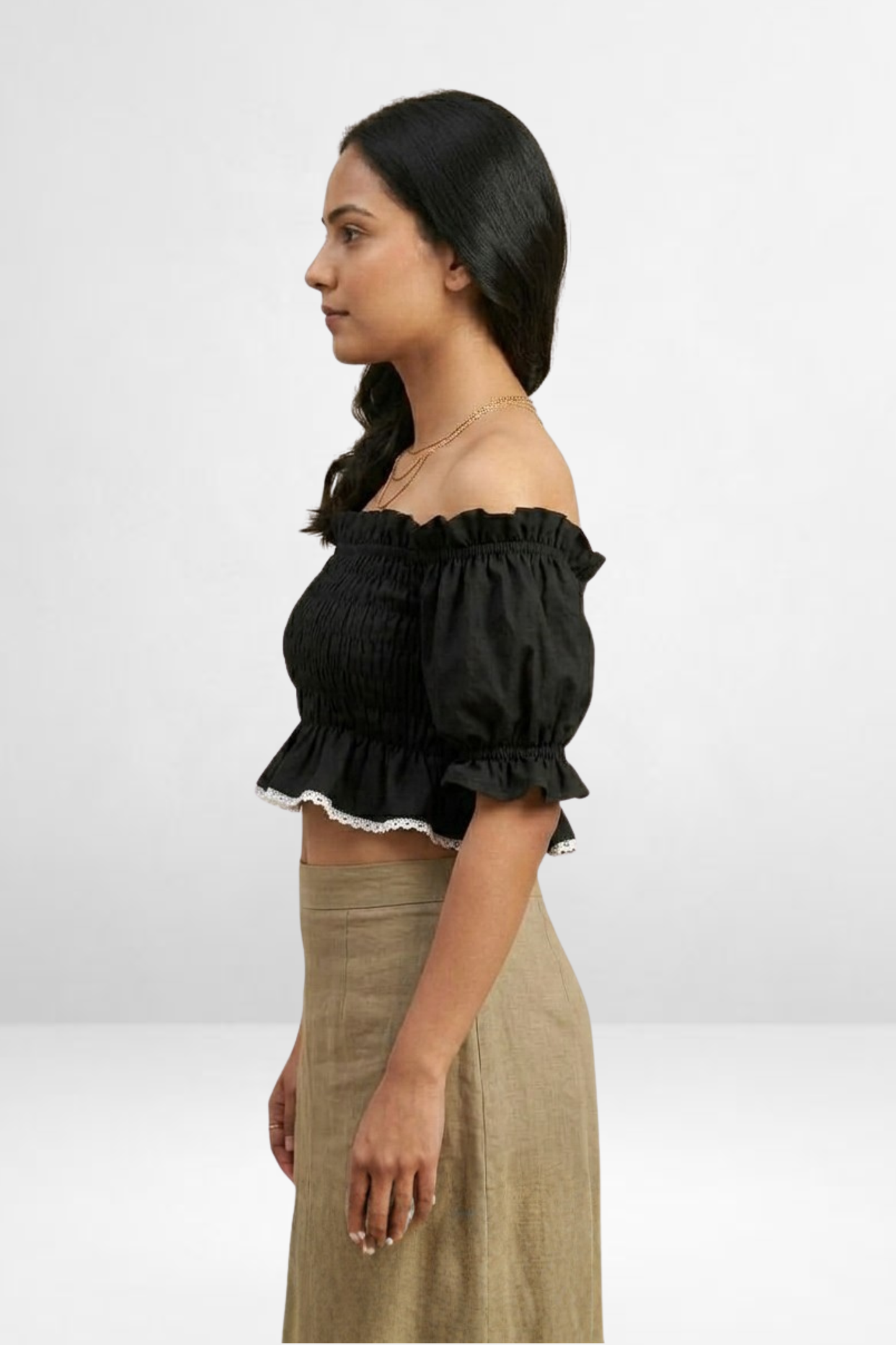 Smocked Off-Shoulder Crop