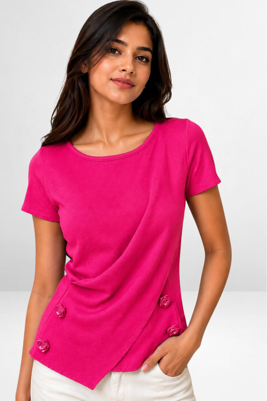 Rosette Drape Top