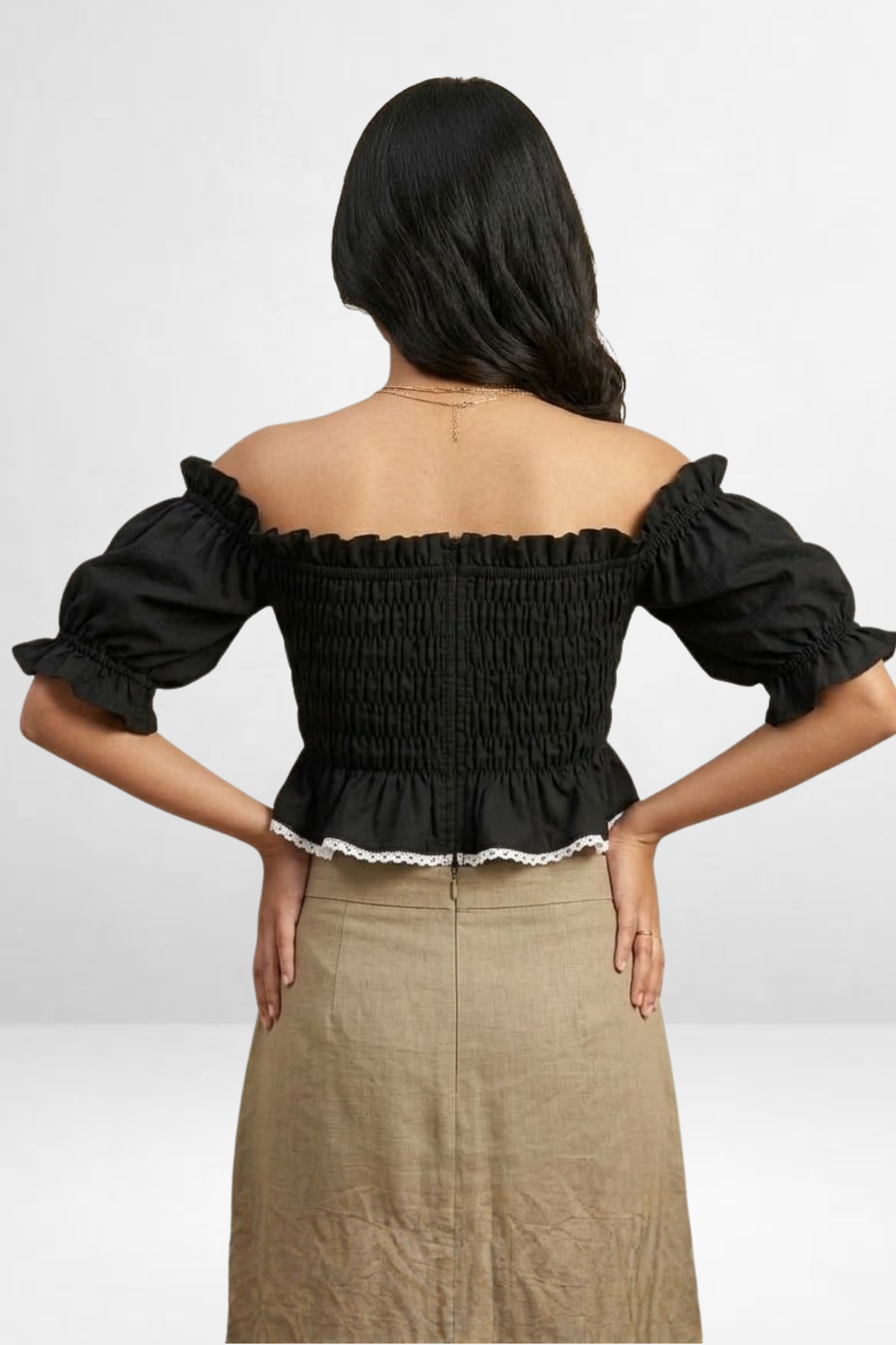 Smocked Off-Shoulder Crop