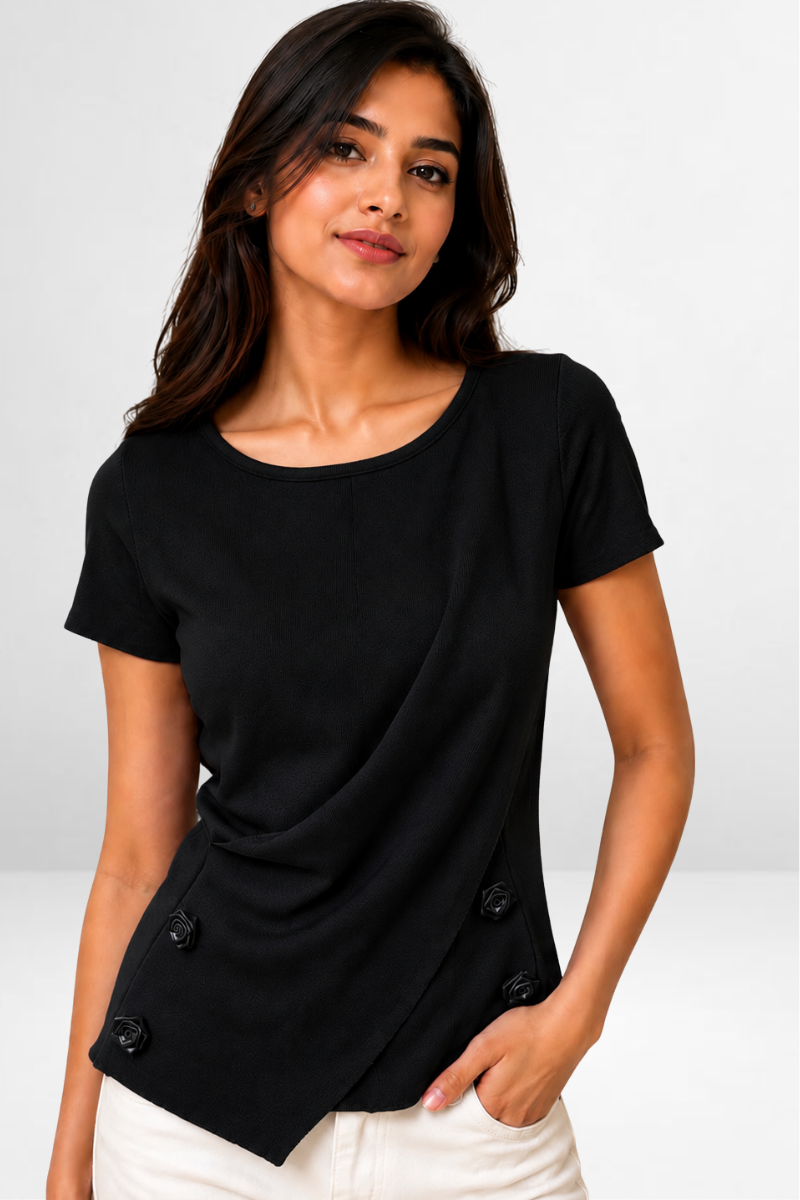 Rosette Drape Top