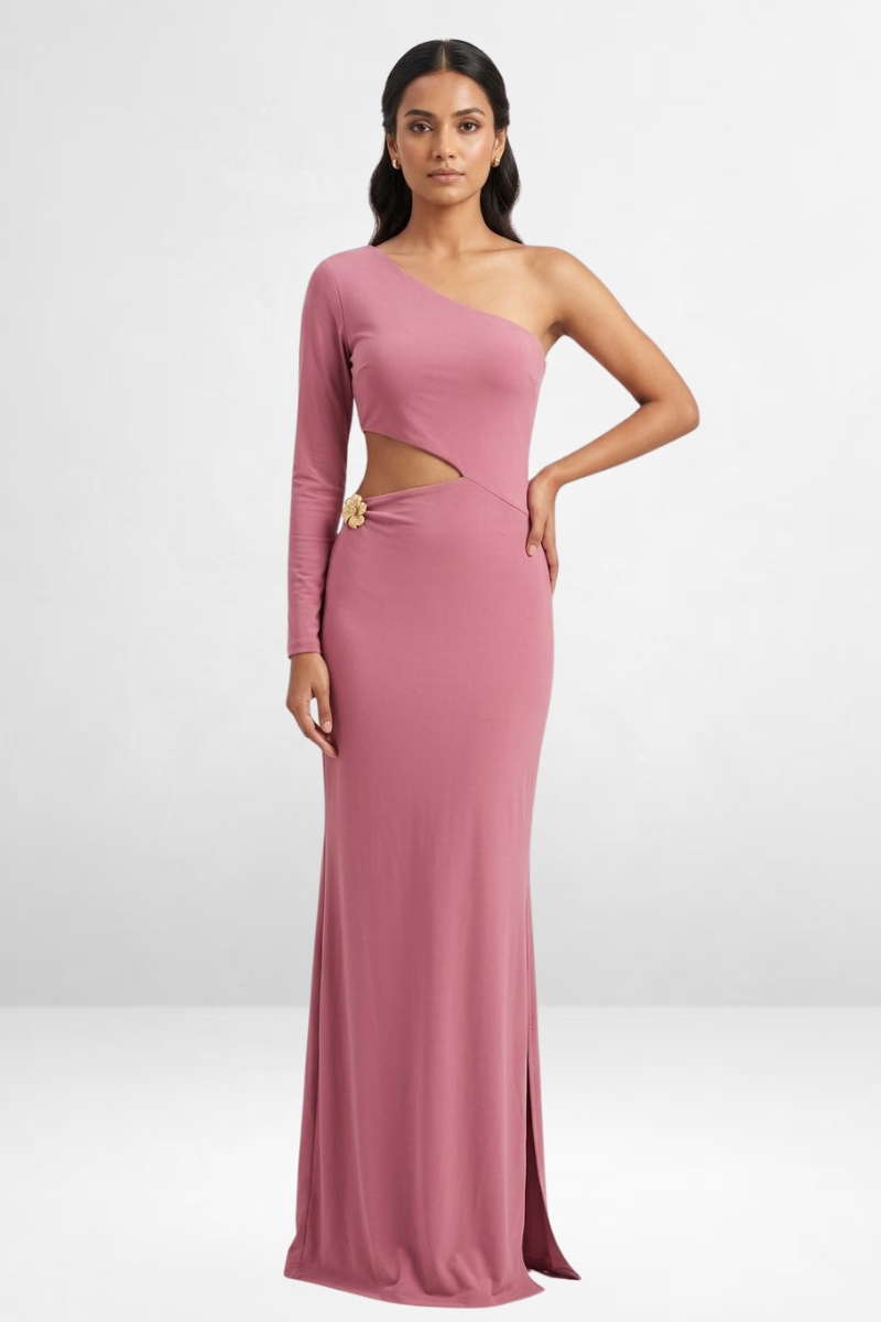 One-Shoulder Cut-Out Maxi Dress