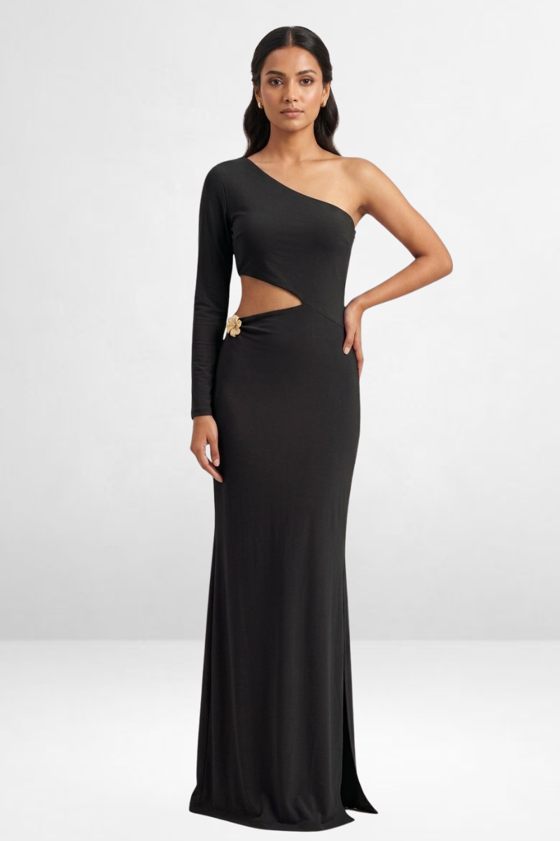 One-Shoulder Cut-Out Maxi Dress