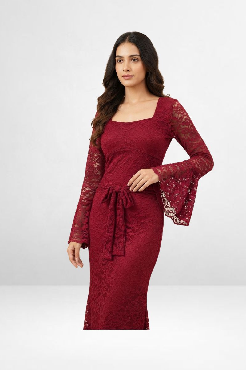 net waist tie dress