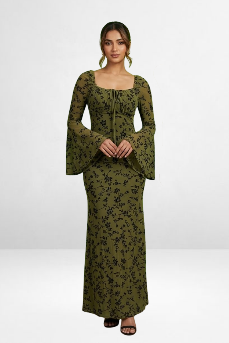 Floral Bell Sleeves Dress