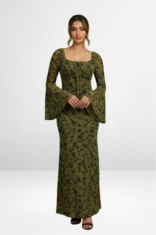 Floral Bell Sleeves Dress