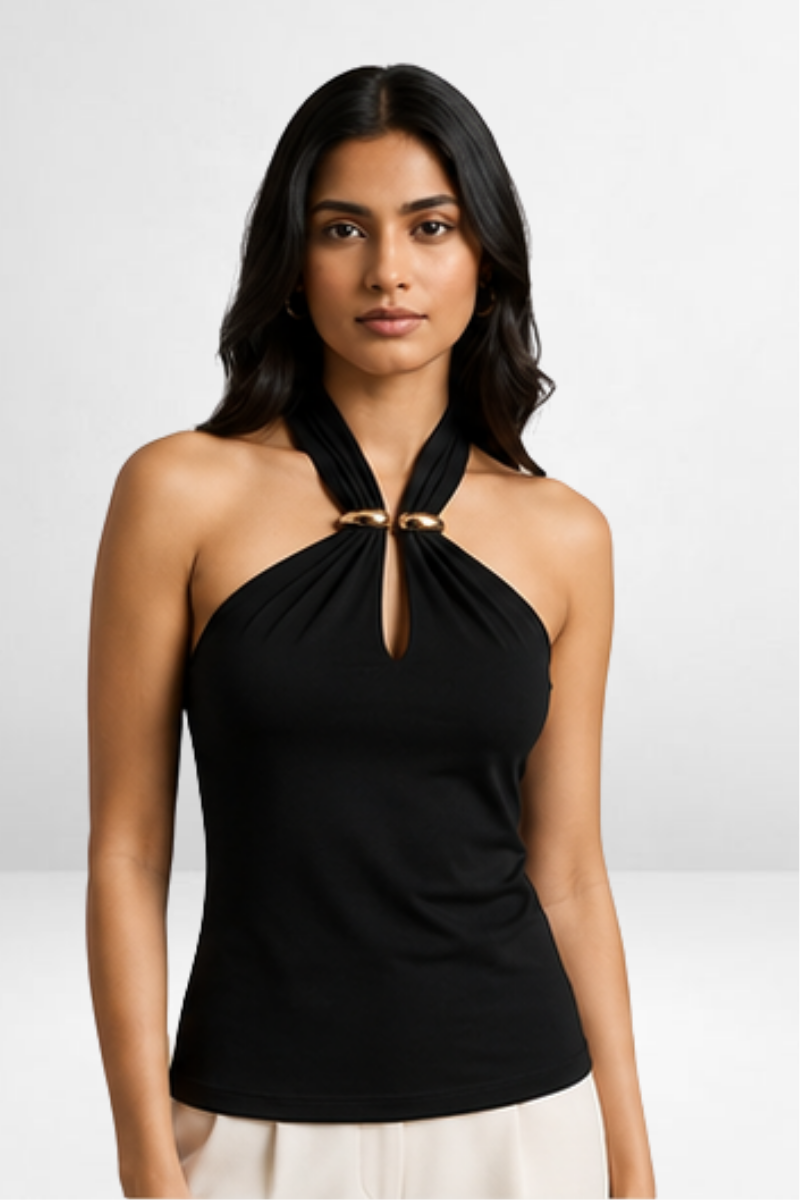 Cut-Out Neck Fashion Top