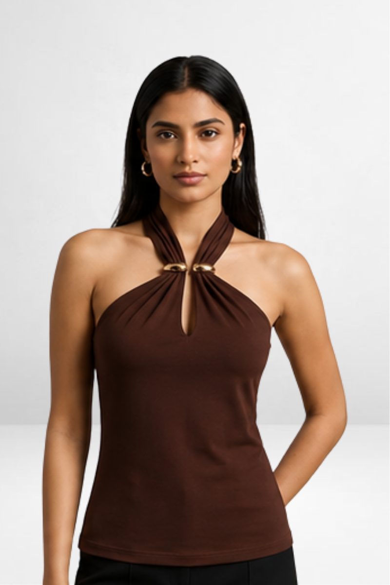 Cut-Out Neck Fashion Top
