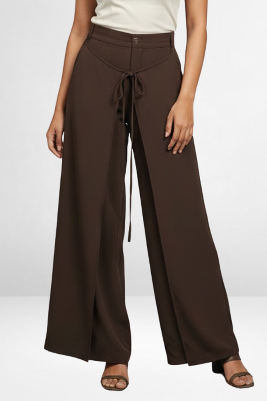 Wrap-Tie Wide Leg Pants