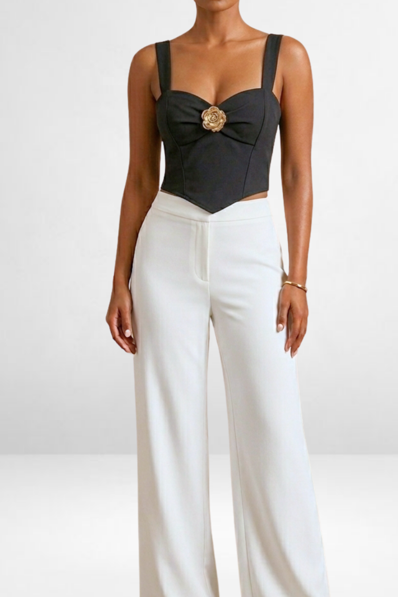 Rose Accent Corset Crop Top